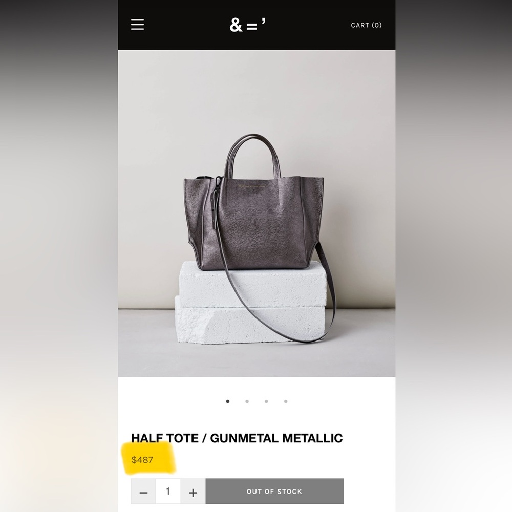 New! Ampersand as Apostrophe Silver Tote Bag with long strap. Sold out! - Picture 9 of 9